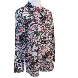 TED BAKER LONDON‎ Blouse Top Bright Colorful Busy Print Size US 6 Button Front
